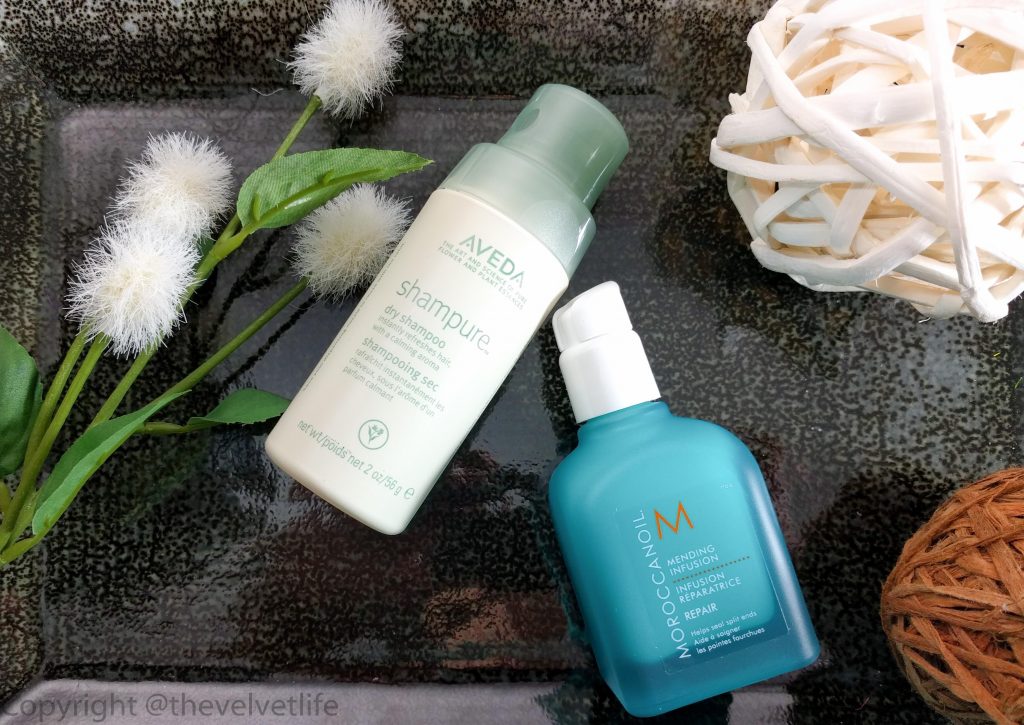 Morocconoil Mending Infusion and Aveda Shampure Dry Shampoo