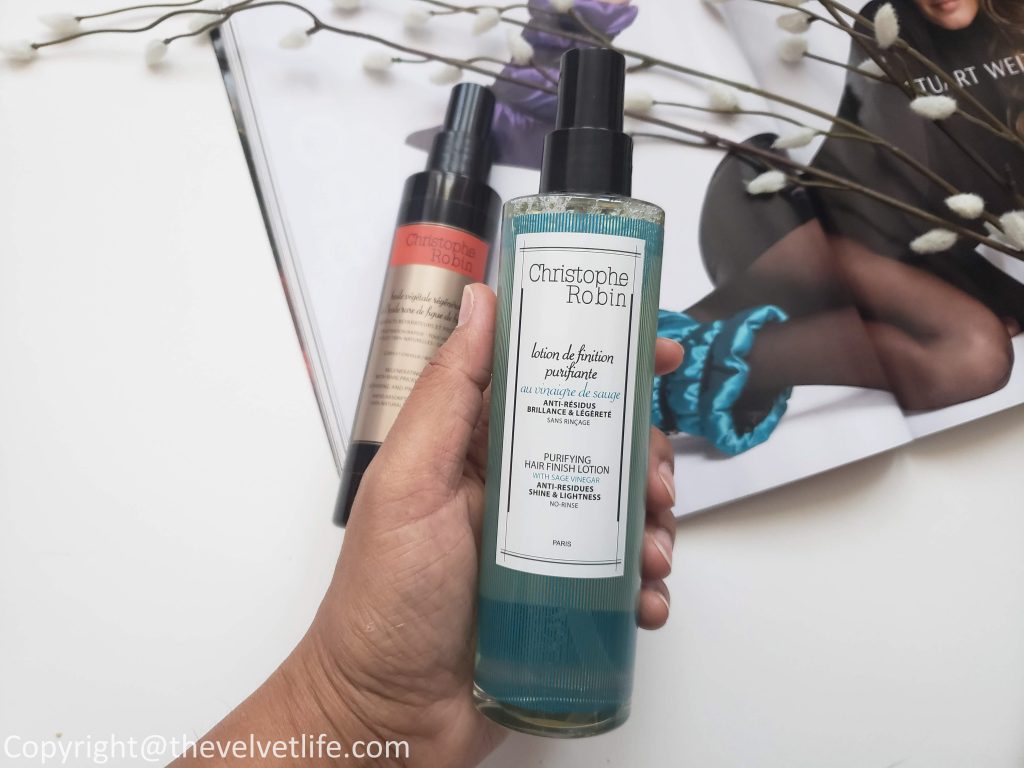 Christophe Robin Regenerating plant oil with rare prickly pear oil, Christophe Robin Hair finish lotion with sage vinegar, Christophe Robin Temporary color gel 