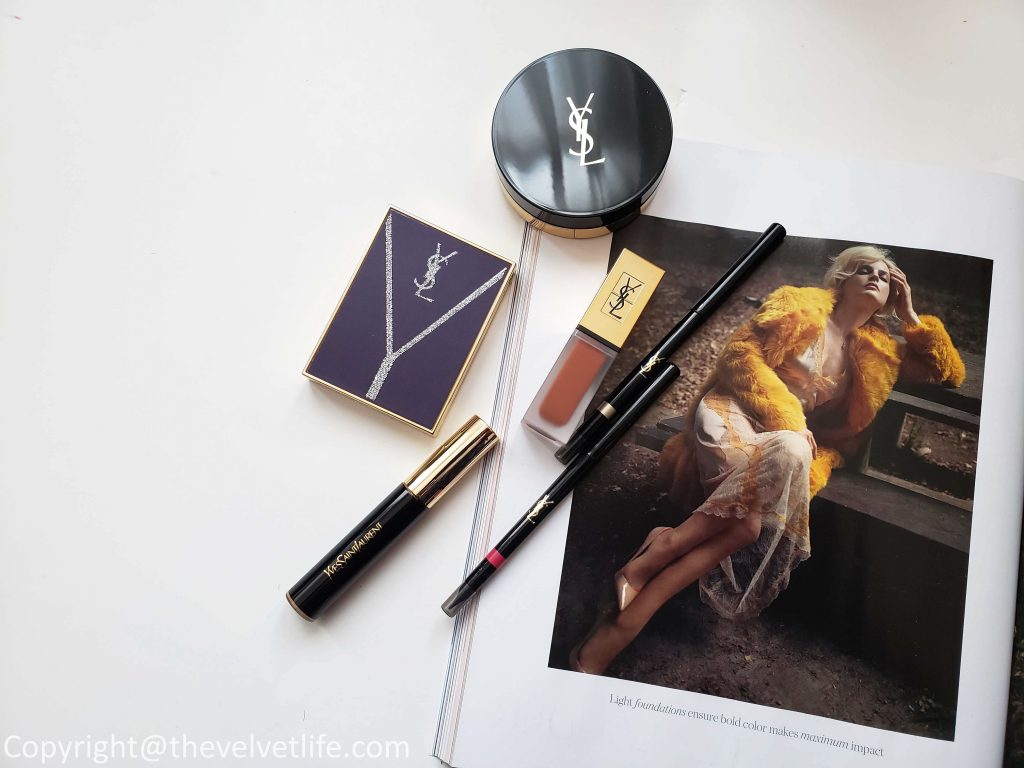 Yves Saint Laurent Le Compact Encre de Peau, Couture Palette Collector Yconic Purple, All Hours Concealer Encre de Peau, Dessin Des Levres, Tatouage Couture Metallics review swatches