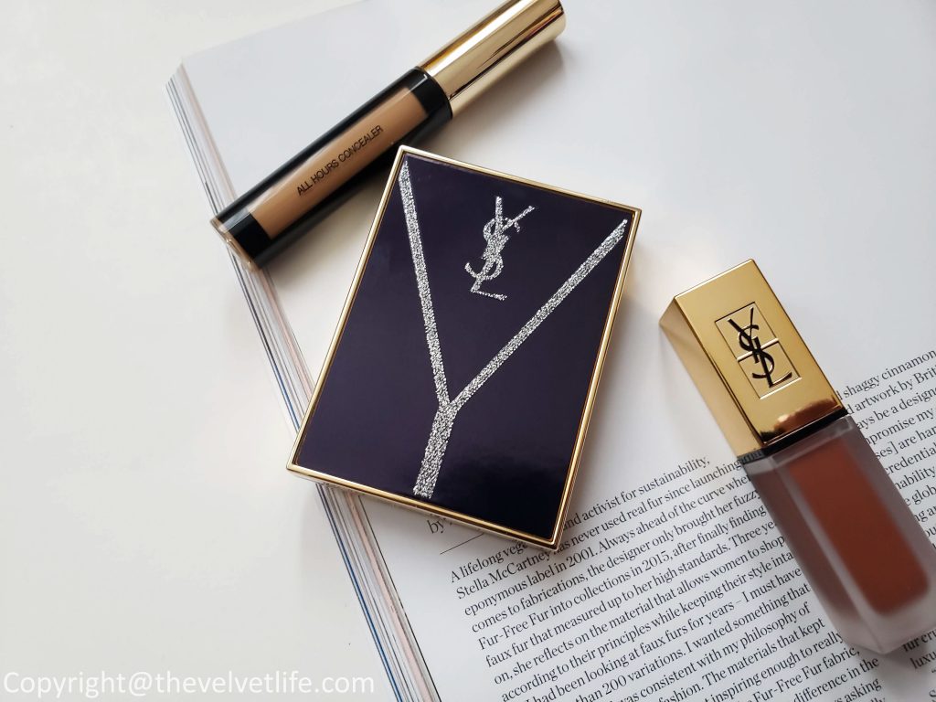 Yves Saint Laurent Le Compact Encre de Peau, Couture Palette Collector Yconic Purple, All Hours Concealer Encre de Peau, Dessin Des Levres, Tatouage Couture Metallics review swatches