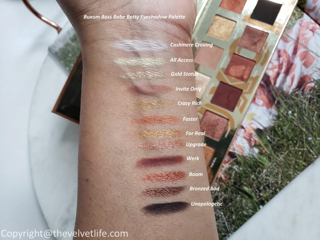 Buxom Boss Babe Betty Eyeshadow Palette review swatches