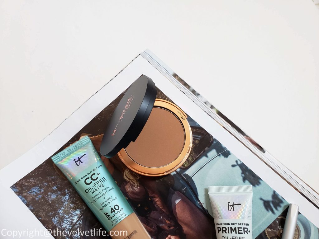 Review and swatches of new It Cosmetics Your Skin But Better Oil Free Makeup Primer, Brow PowerFULL Eyebrow Pencil, Your Skin But Better CC+ Oil-Free Matte with SPF 40, Bye Bye Pores Bronzer