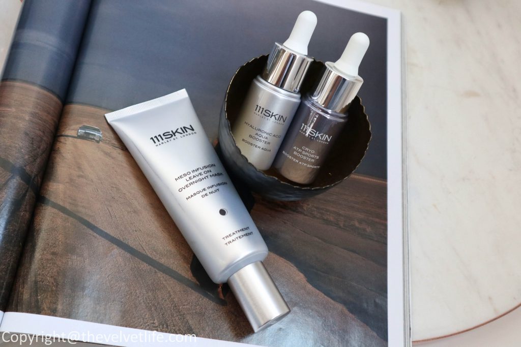 Review of 111Skin Meso Infusion Leave On Overnight Mask, Cryo ATP Sports Booster, and Hyaluronic Acid Aqua Booster