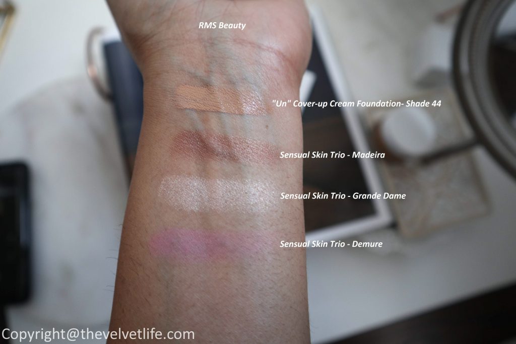 Review and swatches of the new RMS Beauty - "Un" Cover-up Cream Foundation and Sensual Skin Trio 