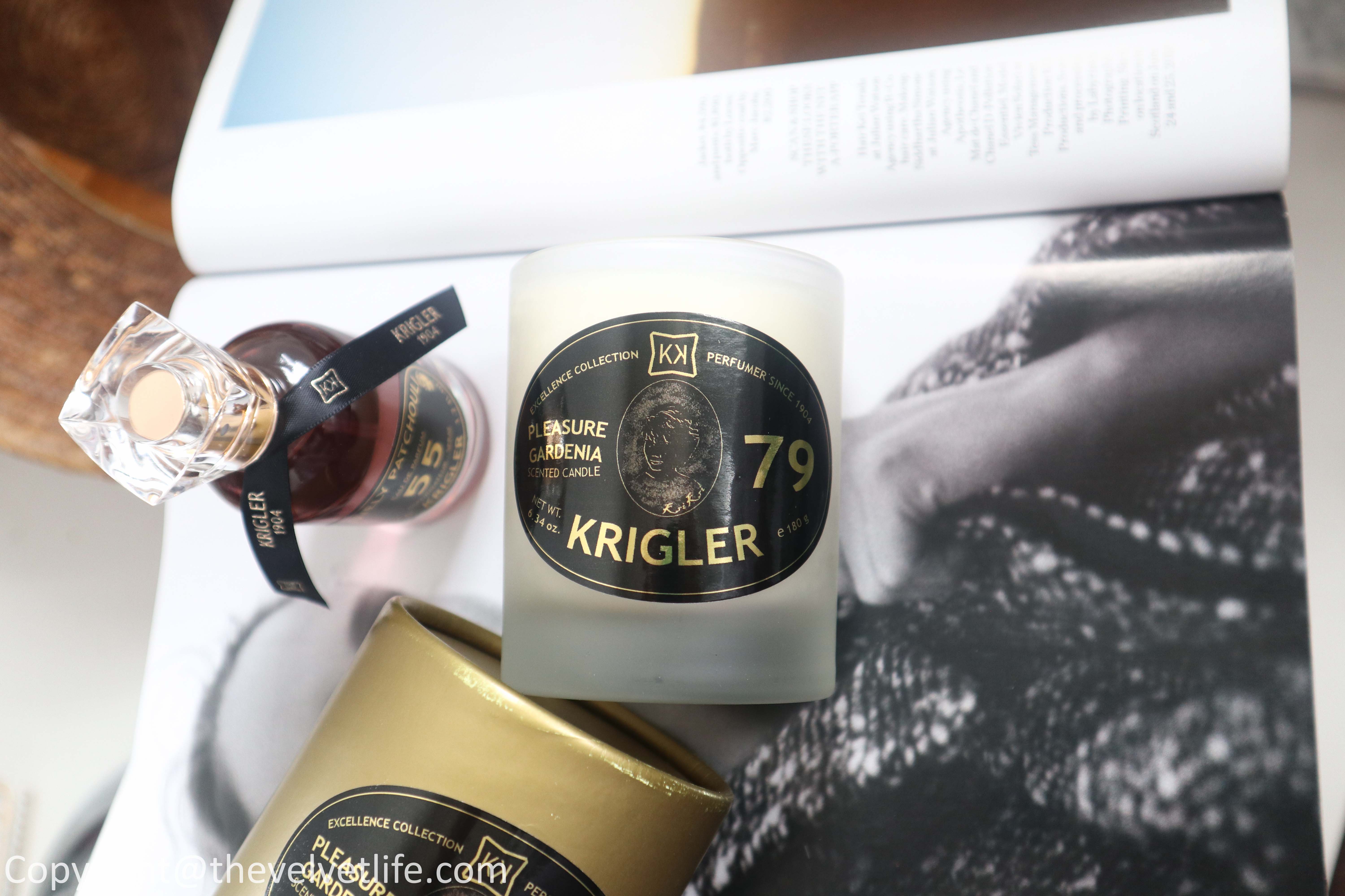 Review of Krigler Lovely Patchouli 55 Classic Perfume and Pleasure Gardenia 79 Scented Candle