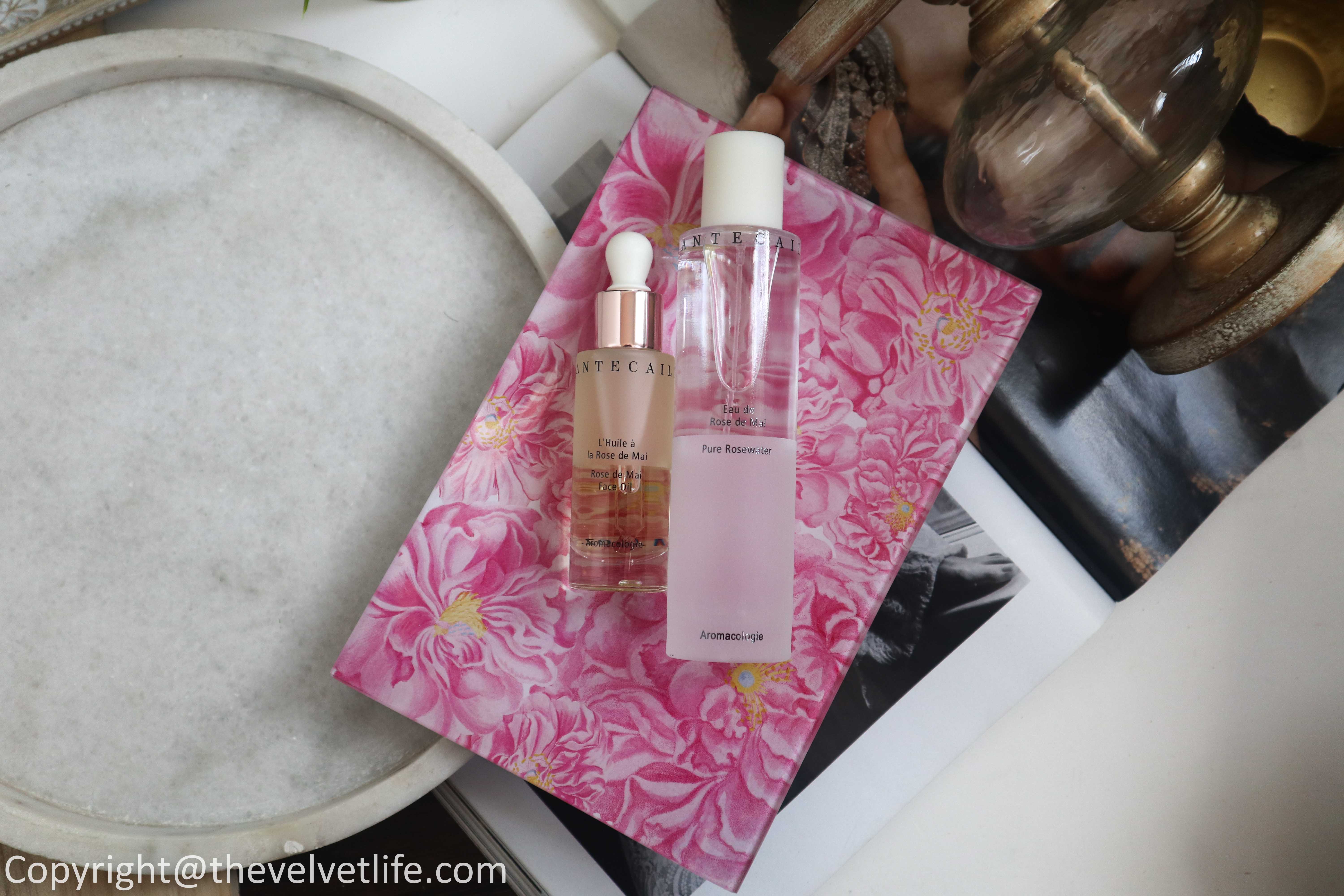 Review of the new John Derian x Chantecaille Rose de Mai Harvest Set which includes Pure rosewater, Rose de Mai face oil, Rose de mai harvest tray