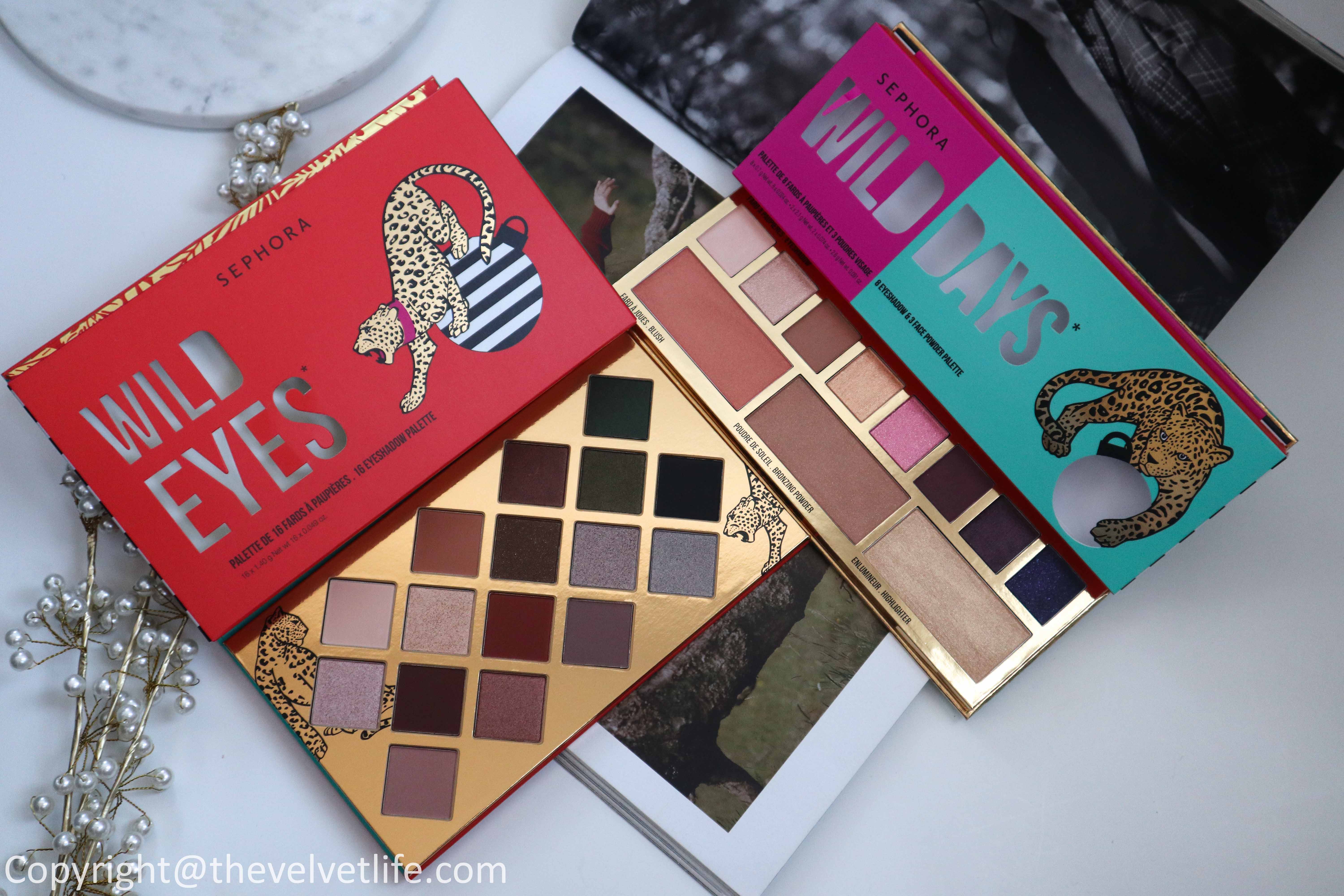 Sephora Collection Holiday 2020 collection review Wild Eyes Eyeshadow palette, Wild Days palette, skincare set, Enchanted jungle masks set, lipstories