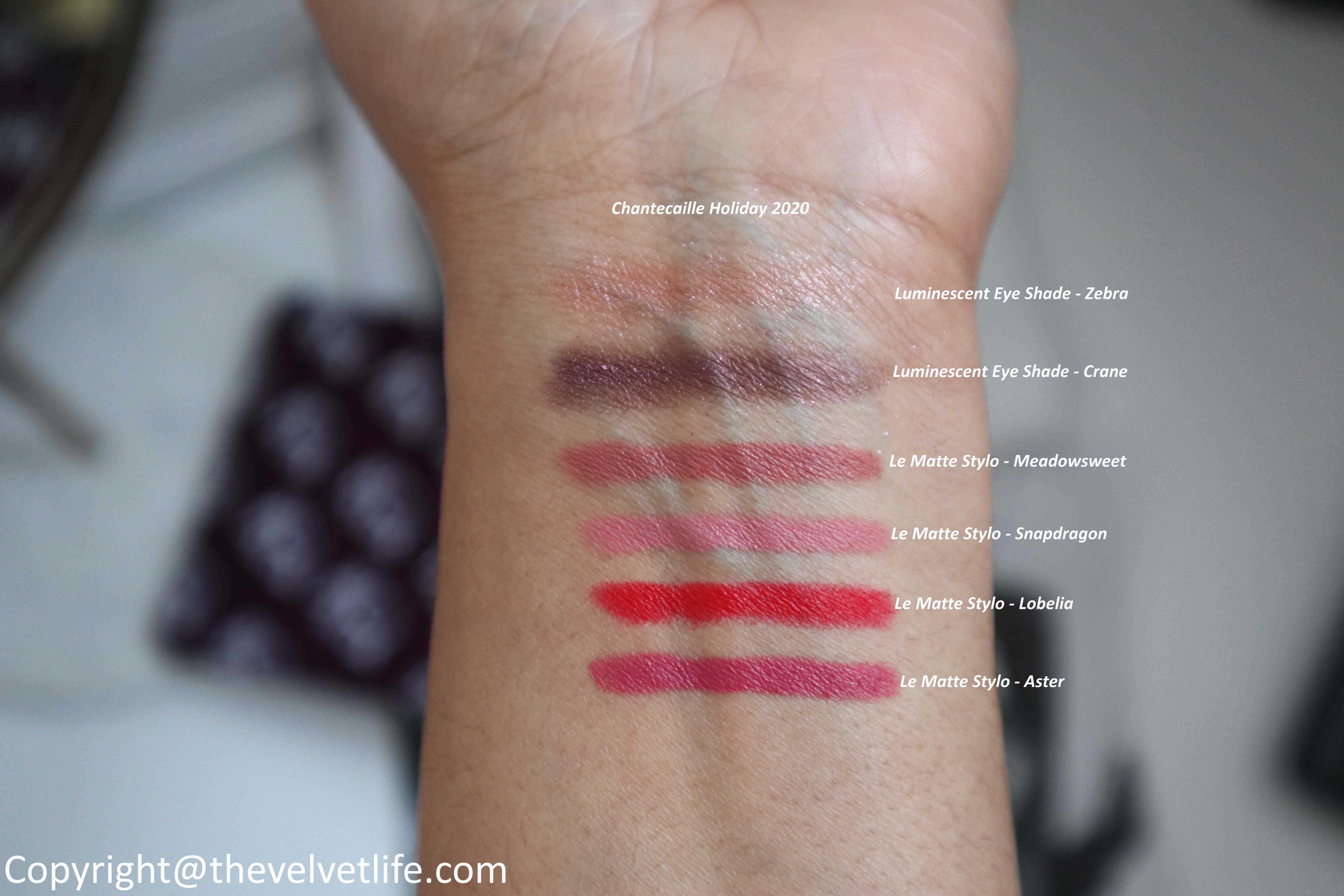 Chantecaille Holiday 2020 Makeup Collection review swatches Luminescent Eye Shade and Le Matte Stylo