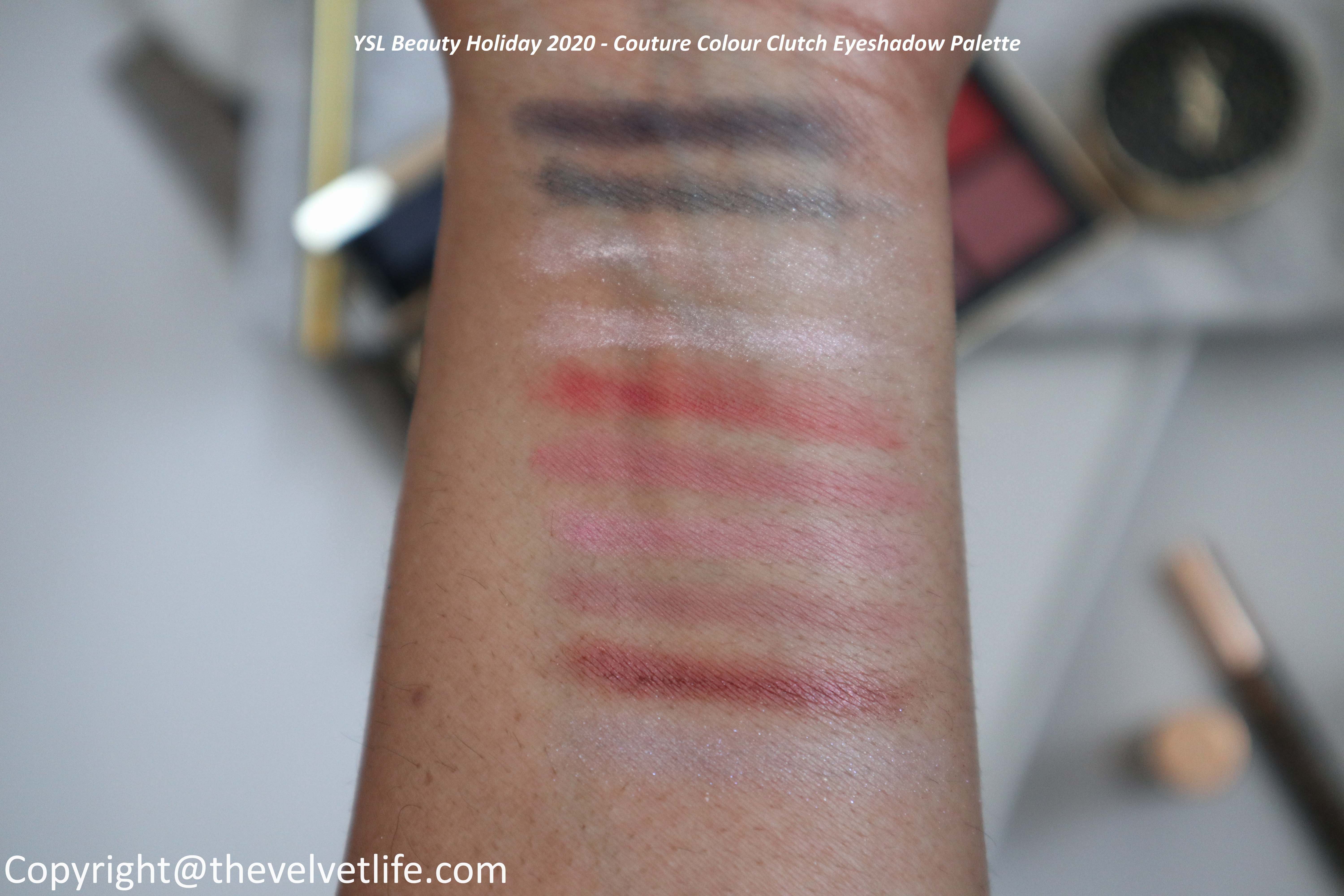 YSL Beauty 2020 Holiday collection review swatches Encre de Peau cushion, Rouge Volupte Shine, Touche Eclat, Rouge Pur Couture, eyeshadow palette